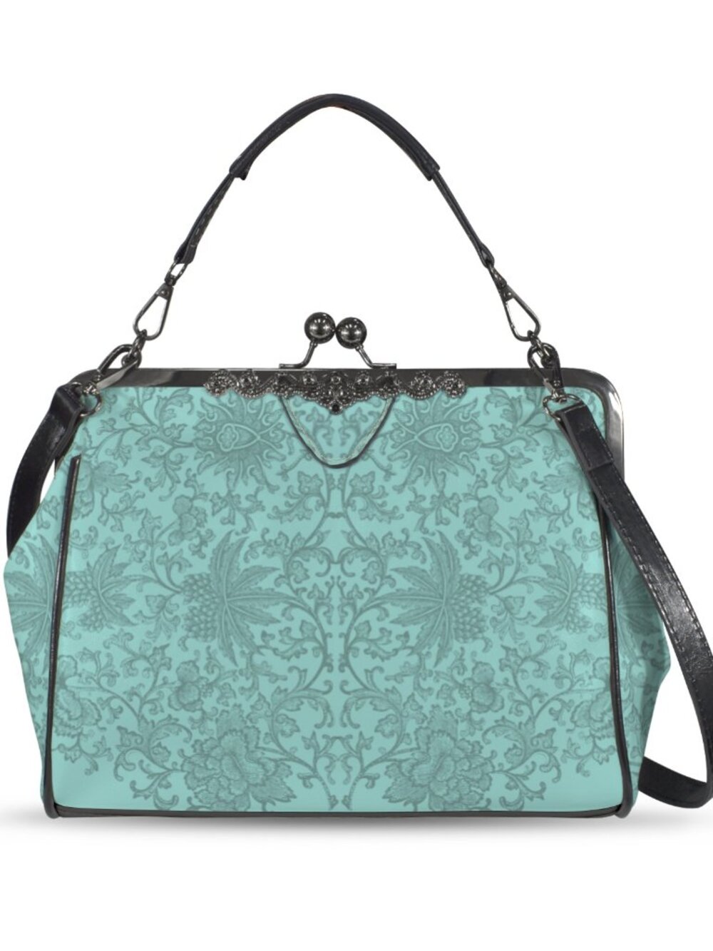 Vintage Blue Kisslock Purse Crossbody Shoulder Bag - Picture 10 of 10